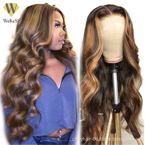 Brazilian Hair Lace Front Human Hair Wigs With Highlight 1bT27 1bT30 1bT99j Ombre Color Hair Lace Closure Wig